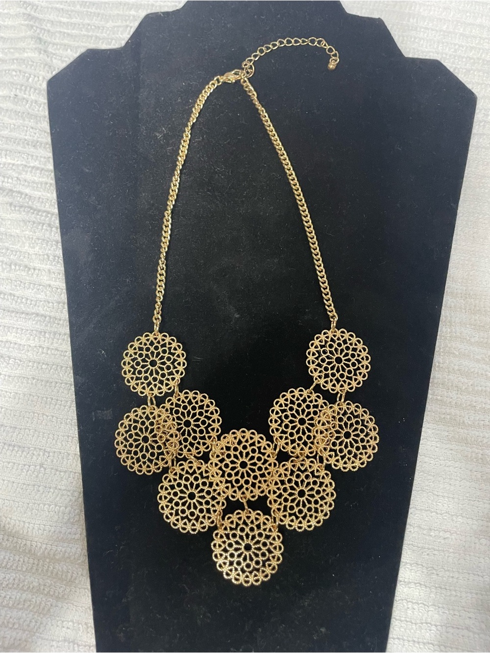 Francesca Gold Floral Filigree Statement Necklace - Women Jewelry